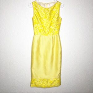 Peggy Jennings yellow floral sleeveless sheath dress